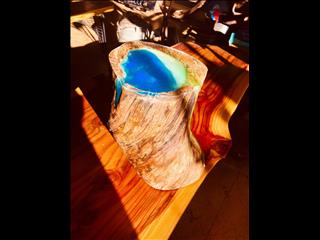 Resin stump lamp made by in house artist Trisha Shepherd. This one is solar or conventional lamp.<br(..)
