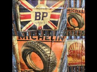 Cool vintage signs on reused sheet metal. Cool- hell yes 59.00ea