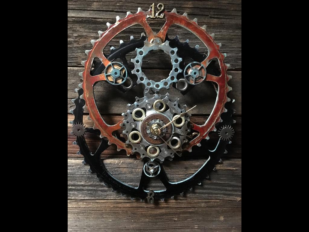 Gear clock by Trisha Shepherd. 