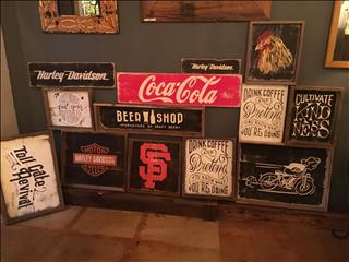 Great collection of signs. Americana made from my friends in Greenville CA. out of recycled barn woo(..)