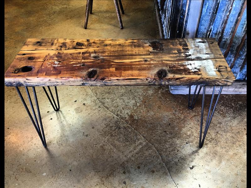 Hair Pin legs on this great looking cedar bench. 269.00 is close to the medium on these.<br/>
