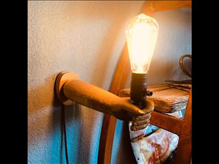 Arm lamp- handmade wood arm with edison bulb. These show pieces are for the home that wants to reach(..)