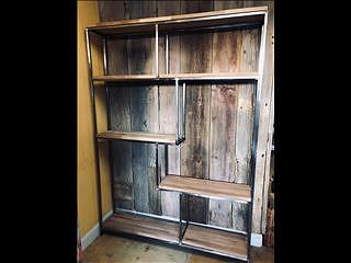 8ft x 5ft industrial shelf w tropical hardwood shelving . 1789.00
