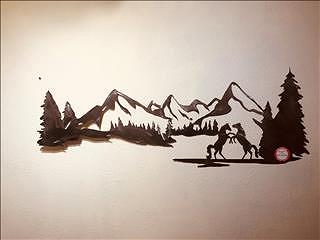 Metal wall art scene