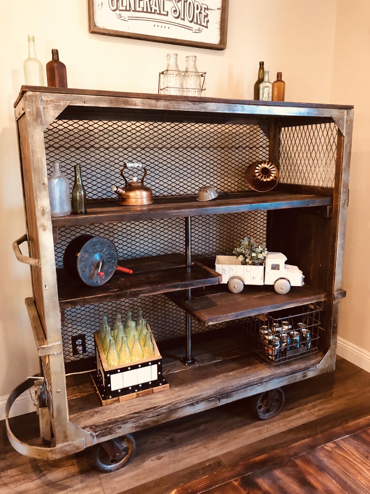 Caught another glimpse of my cart at my clients house . Industrial furniture love<br/>