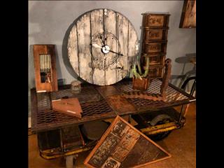 Rustic industrial table -1389.00 Clock 239.00 curbside p/u and delivery available<br/>