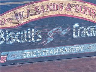 An old bakery bin label close-up