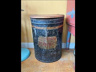 An antique flour bin now a useful end table