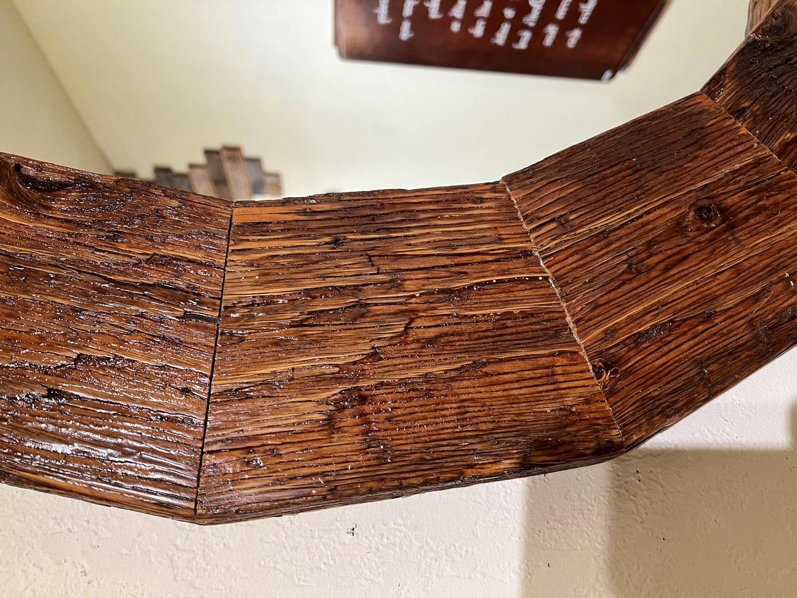 Segmented midcentury wood mirror with texture 1