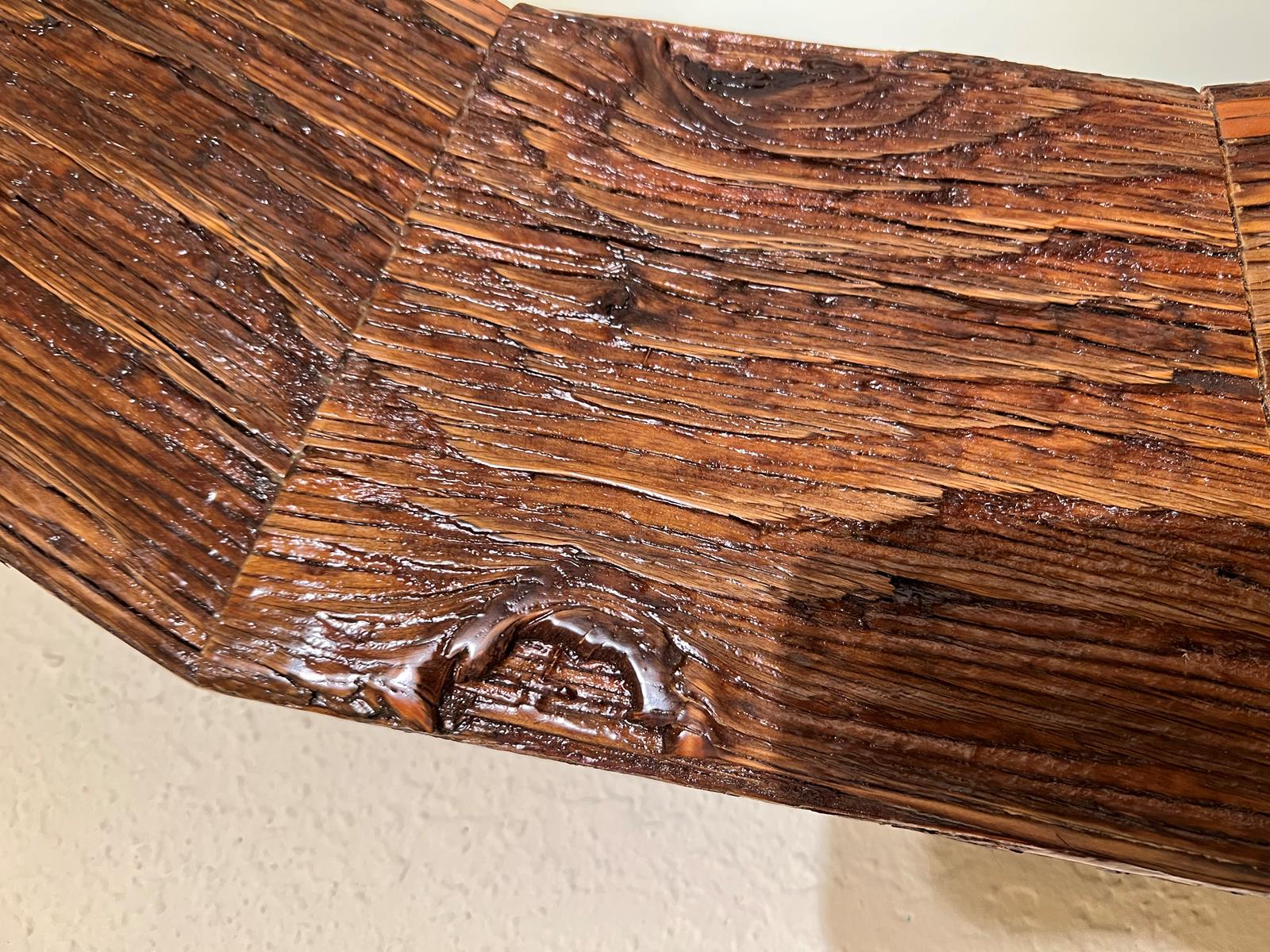 Segmented midcentury wood mirror with texture 2
