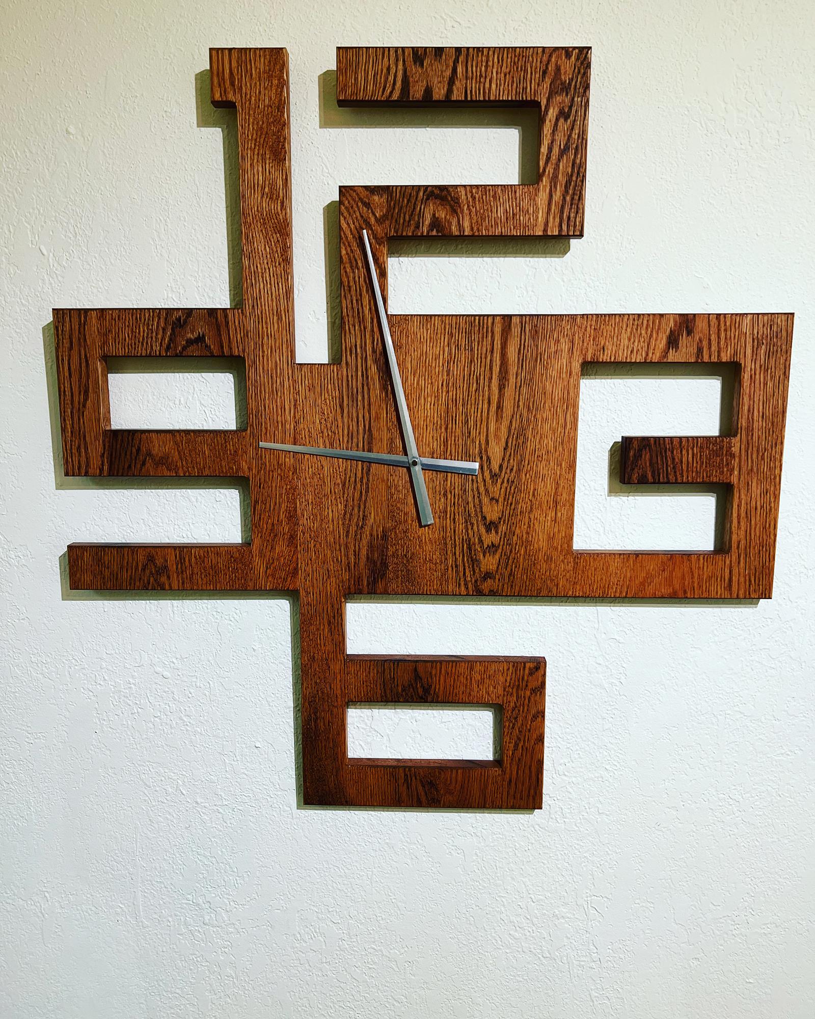 Oak modern midcentury clock