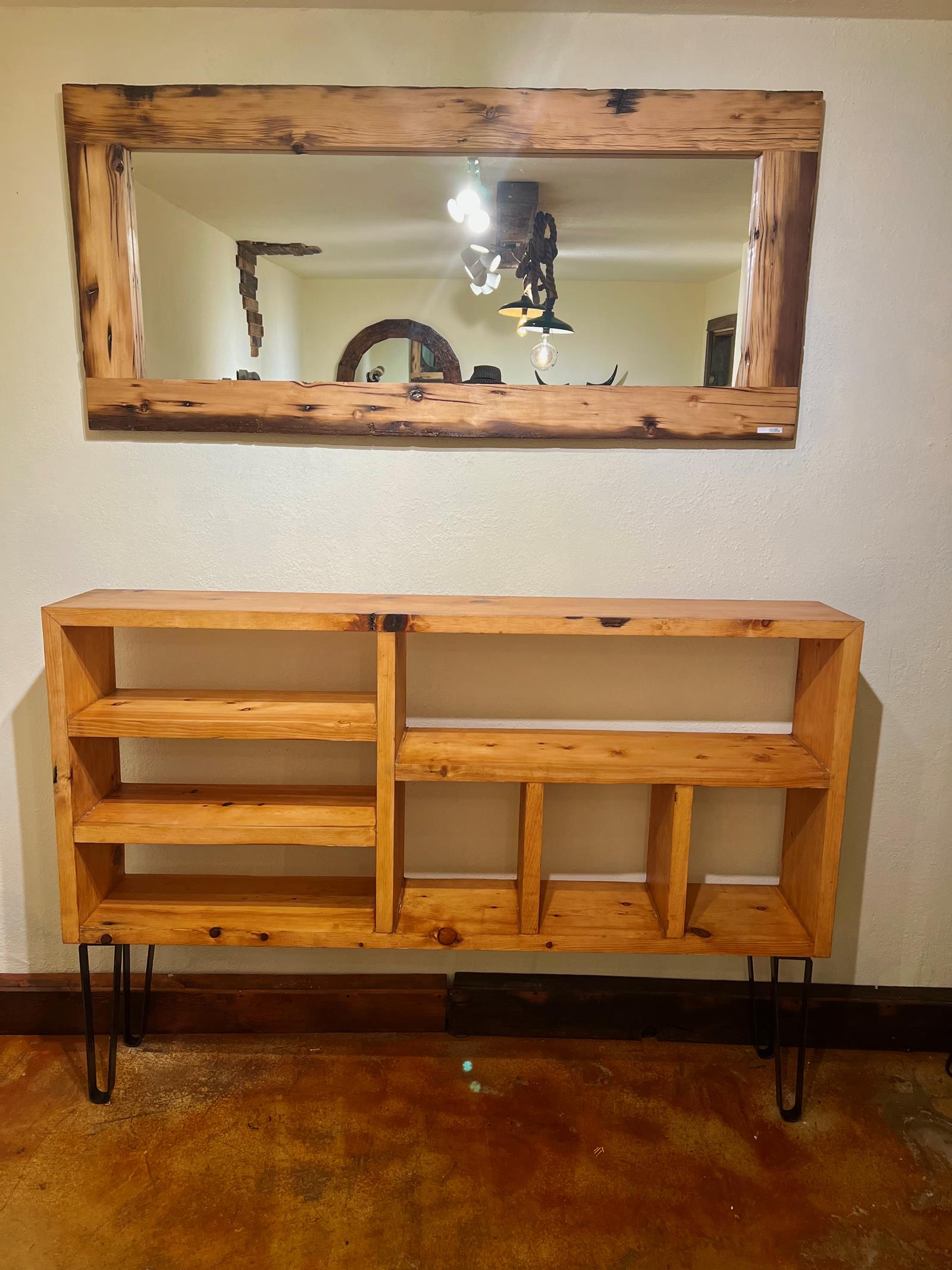 Aged pine midcentury media console  1