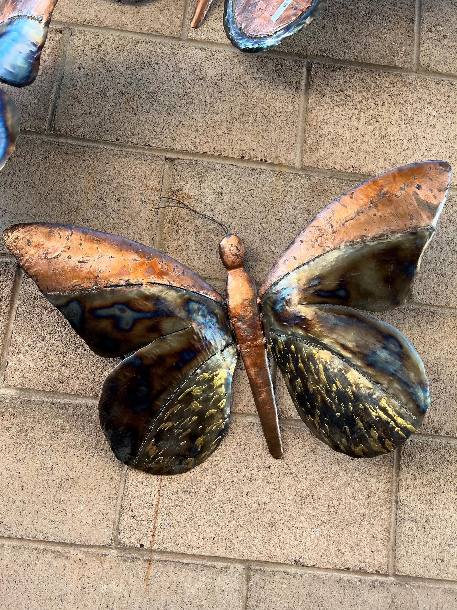 Large copper and brass butterflies  3