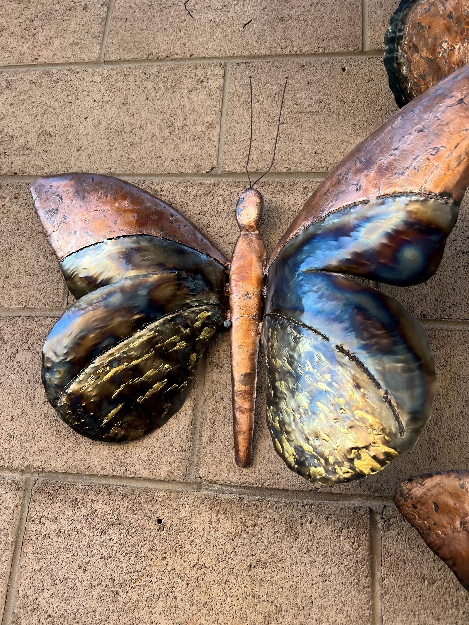 Large copper and brass butterflies  0